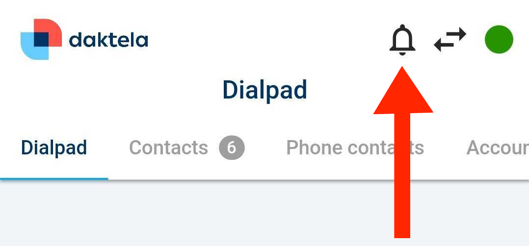 Notification bell icon in top bar